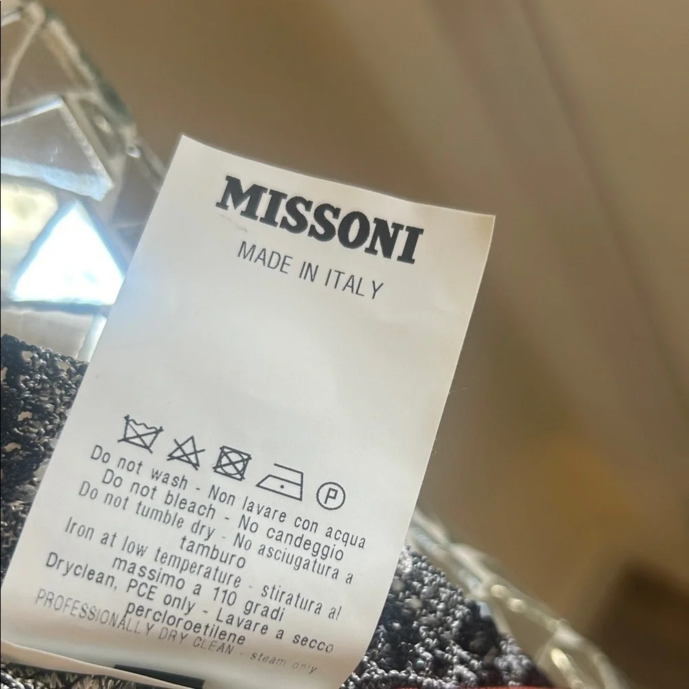MISSONI RARE Vintage Viscose Black and White Fringe Long Scarf